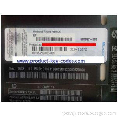 pro HP Windows Product Key Sticker for Windows 7 Profession